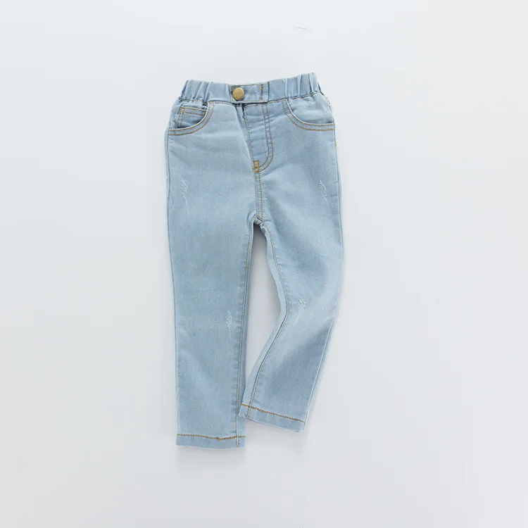 light blue Новинка; Джинсы зауженные брюки для мальчиков и девочек; сезон весна-осень; детские джинсы; 8JZ017 - Цвет: light blue
