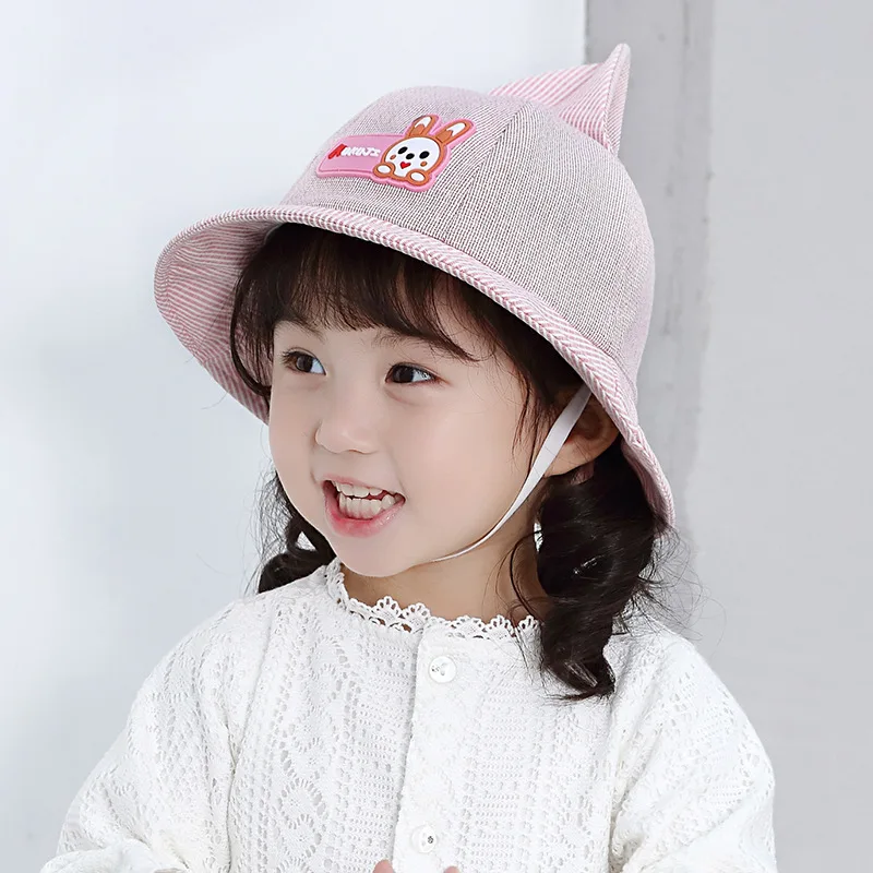 2019 Children's basin cap Spring and summer new boy sunshade hat girl cute cartoon rabbit baby fisherman kids beanies | Детская