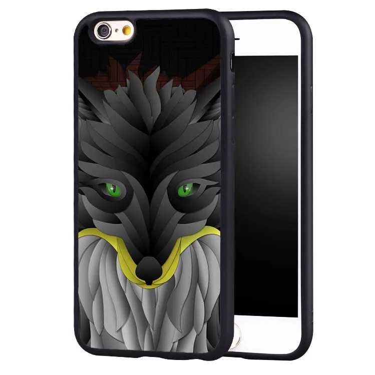 3D животного Лев лиса Сова deisgn Телефон чехол для iPhone 7 плюс 6 6S 5 5S SE 8 8x10 Черный