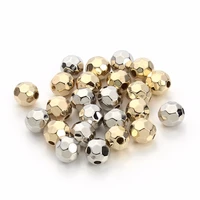 100pcslot 6 8 10 mm gold color round plastic faceted ccb beads no metal large big hole for diy jewelry making findings