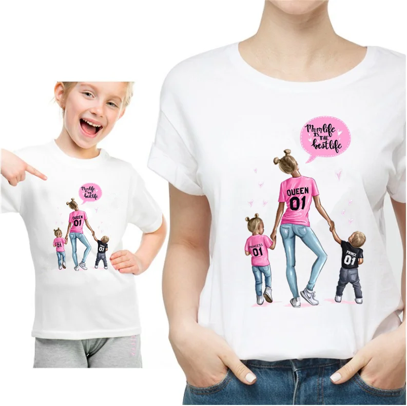 Подарок на день матери белая футболка для мамы и дочки одежда родителей детей