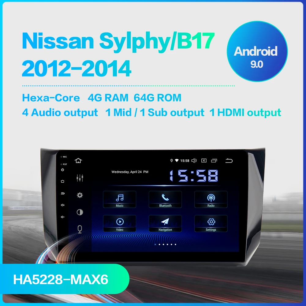 Dasaita 10 2 &quotAndroid 9 0 2.5D мульти Сенсорный экран автомобиля радио для Nissan Sylphy/B17 Sentra