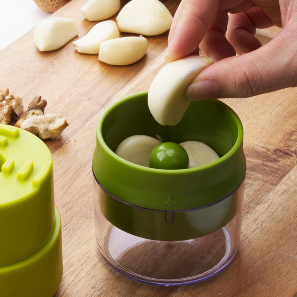Manual Garlic Press Mincer Machine Durable Plastic Crusher With Storage Container Kitchen Supply Green | Дом и сад