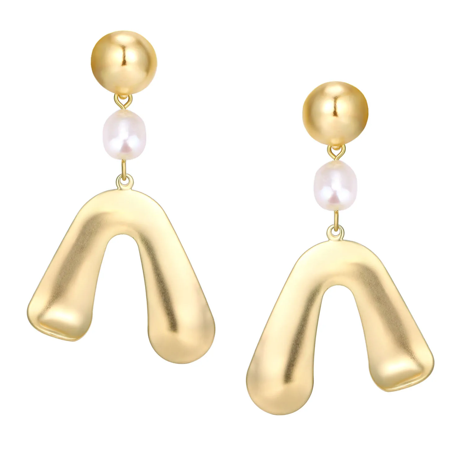 Женские Позолоченные жемчужные серьги металлические золотые геометрические