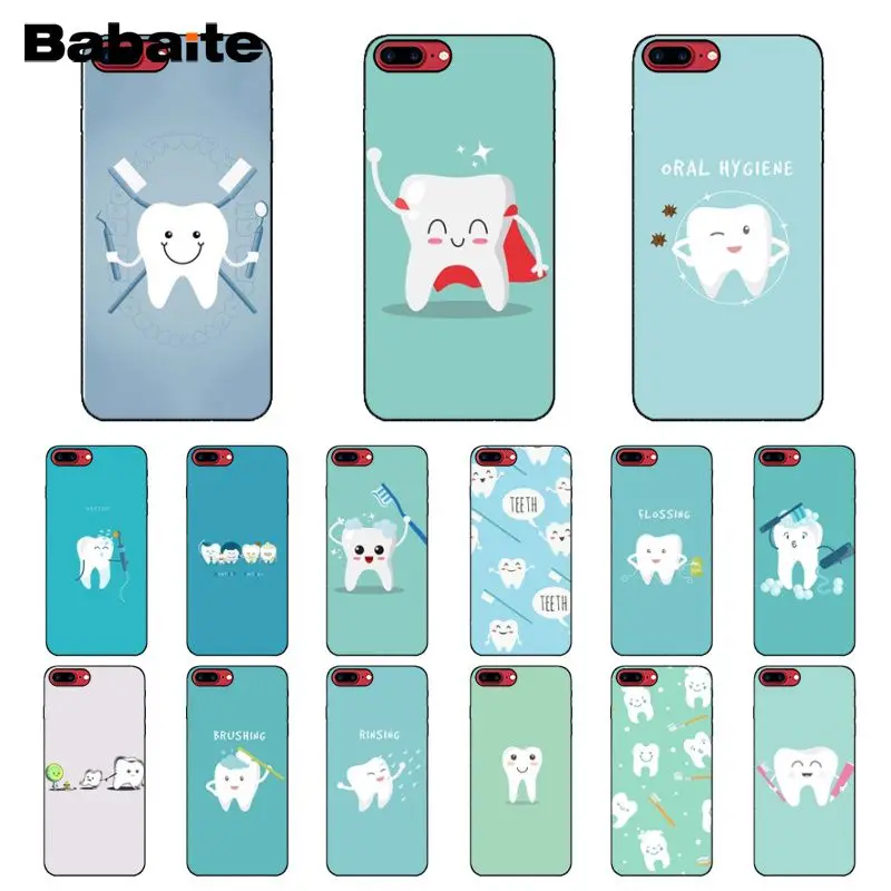 Babaite милый черный мягкий чехол для телефона с зубами мудрости iPhone 5 5Sx 6 7 7plus 8 8Plus X XS