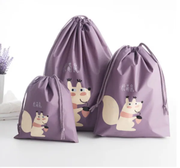 purple squirrel Женская косметичка с милыми мультяшными животными для путешествий, косметичка на шнурке, чехол-органайзер для хранения косметики, косметических принадлежностей, косметический набор, сумочка - Цвет: purple squirrel