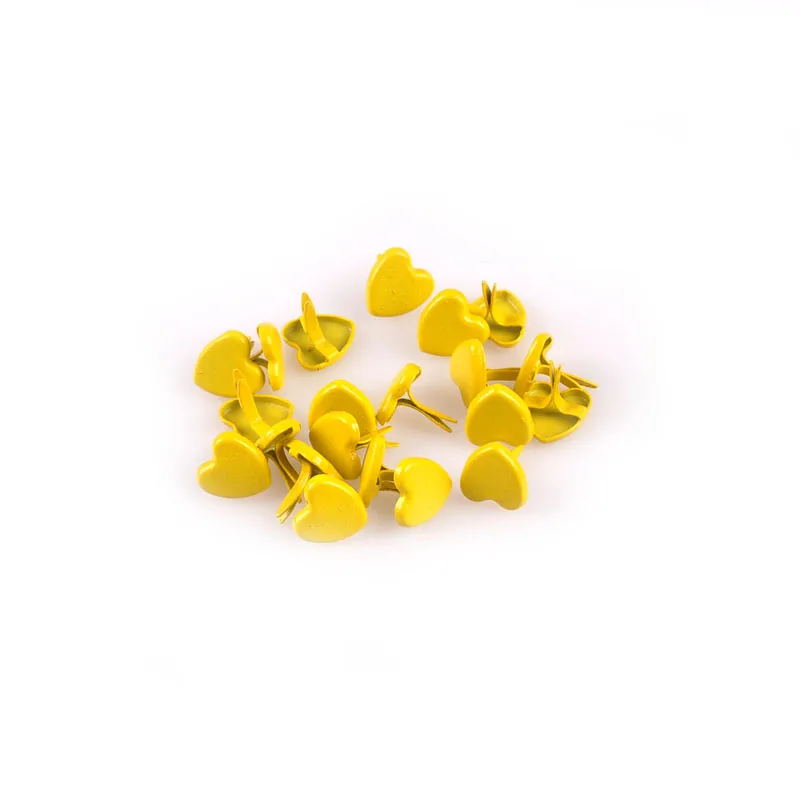 Yellow Многоцветный Металлический Craft Mix Сердце штифтики для скрапбукинга, украшение крепежа брадсы украшения DIY альбом 100 шт 8x9 мм C1923 - Цвет: Yellow