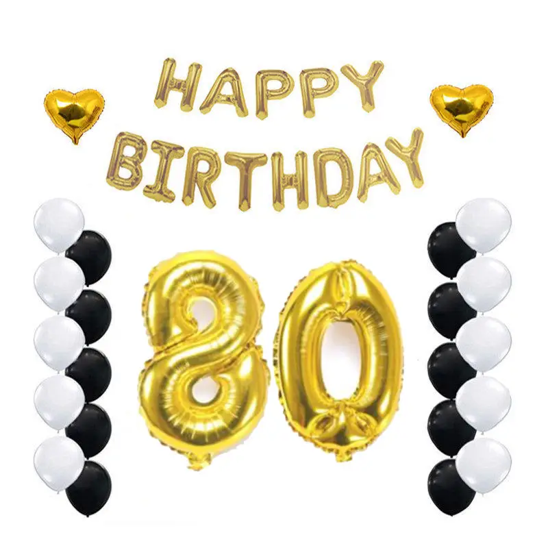 Fopcc 80th день рождения комплект украшений для вечеринки золотые письма с