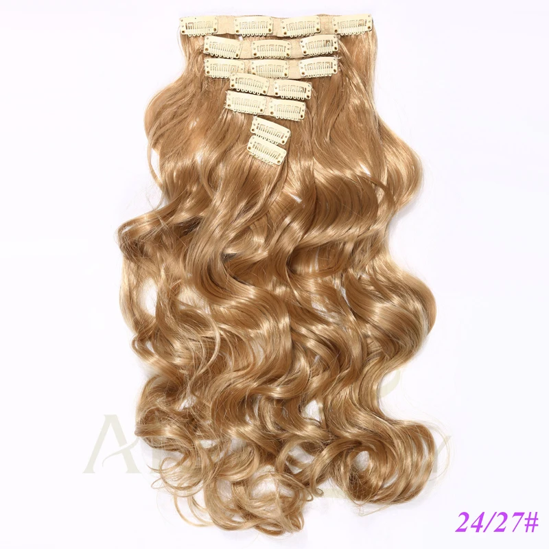 24-27 AISI BEAUTY 2" 7 шт. длинные вьющиеся синтетические 16 заколки для волос для наращивания для женщин высокотемпературные волокна поддельные волосы - Цвет: 24-27