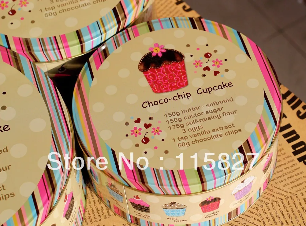 Большой размер 3 шт choco chip чехол для хранения торта и печенья круглая жестяная