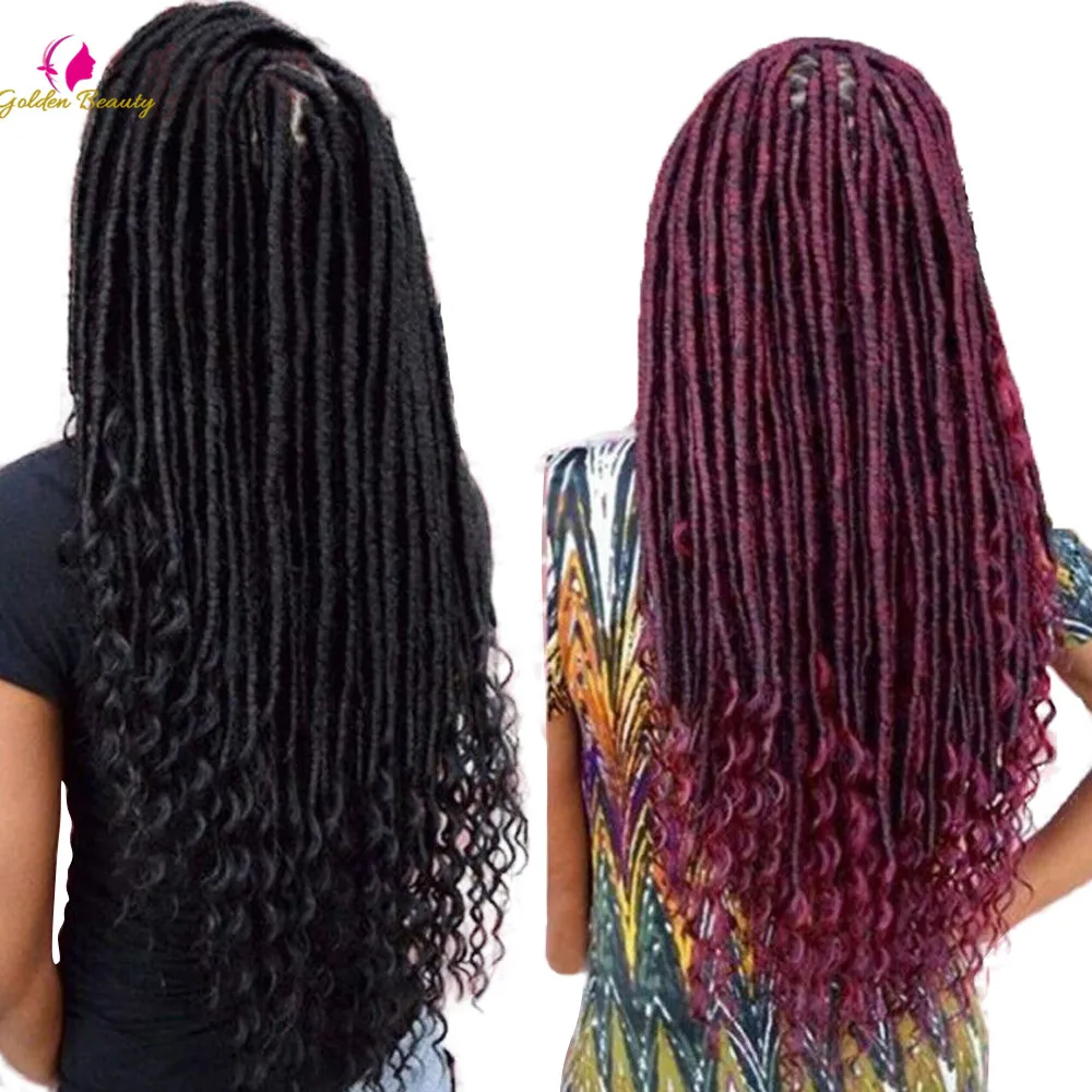 Золотая красавица 1" мягкие Faux locs Curly End вязание крючком плетение волос синтетические волосы наращивание 12 корней/упаковка богиня замки