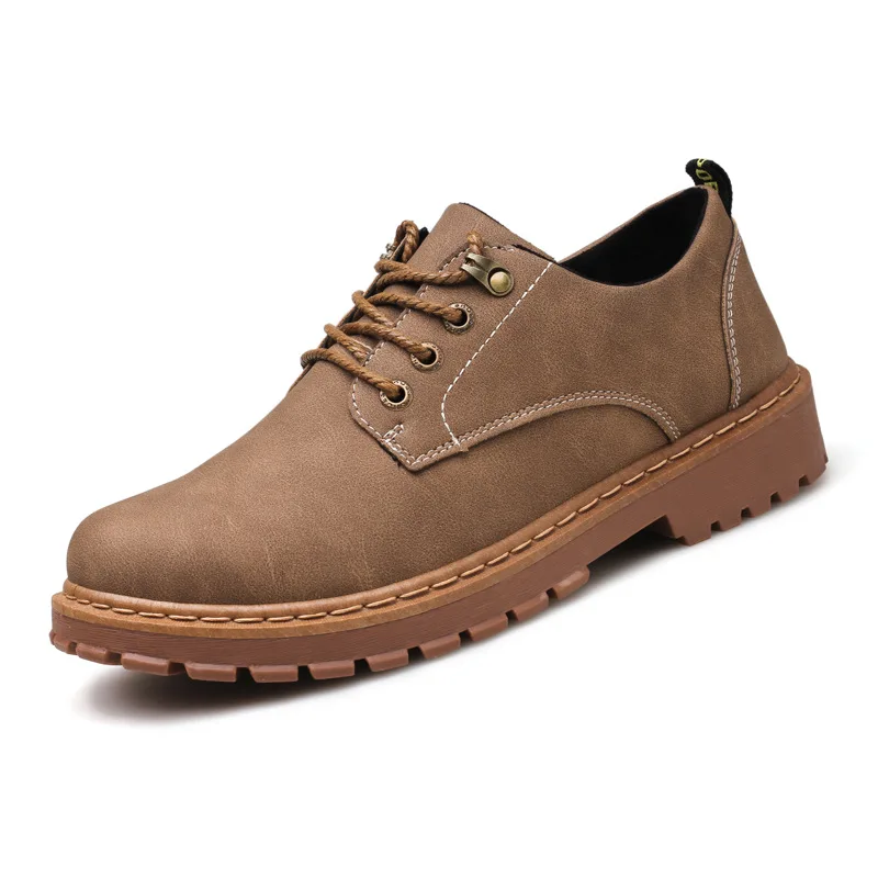 Autumn Winter Men Leather Shoes Botas Hombre Vintage Style Casual Fashion Low Top Lace-up Martin Bota Masculina | Обувь