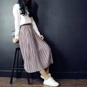 Винтажная плиссированная длинная юбка в пол, прозрачная сатиновая юбка с жемчужинами, сверхгладкая на ощупь, длинная юбка макси с высокой талией, лето 2022