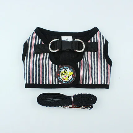 Black strips Регулируемая шлейка для питомцев поводок для улицы для кошки печать шлейка-жилетка собачий ошейник для щенка жгут жилет для Тедди Йоркшир Terrie - Цвет: Black strips