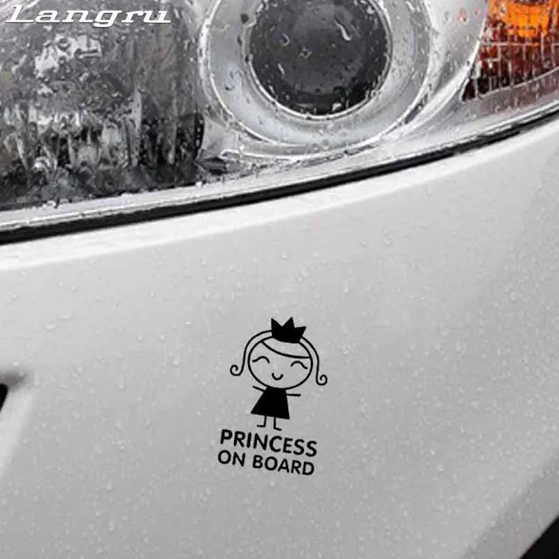 Langru принцесса на борту виниловая наклейка детская девочка Автомобильная