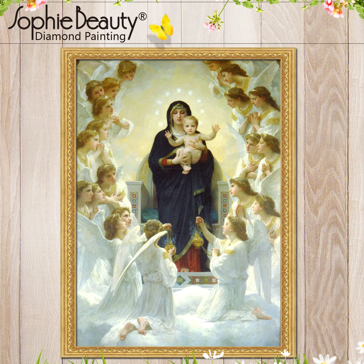 Sophie Beauty Diy Полная Алмазная вышивка крестиком вышитая бисером Божья Матерь Ангел