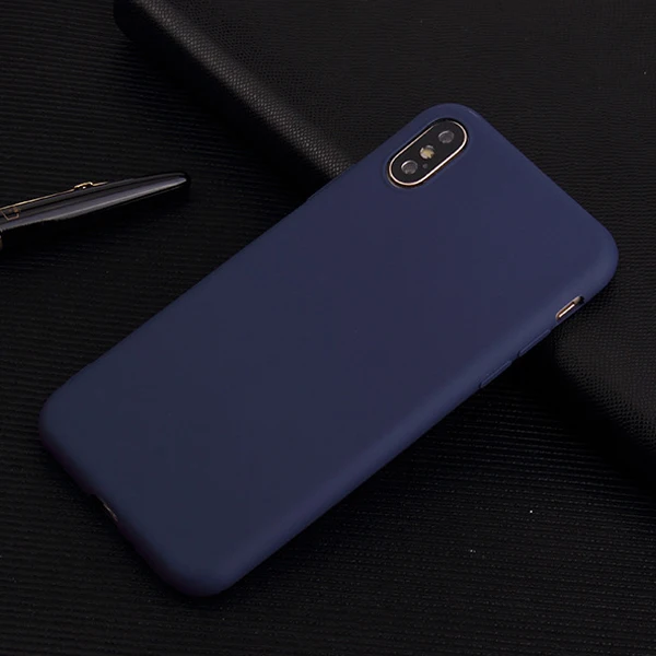 100 шт DHL Матовый телефон случае для iPhone 11 Pro MAX 7 Plus 6 6s 8 X XR XS MAX ультра-тонкий мягкий ТПУ, конфетный цвет задняя крышка - Цвет: Dark blue