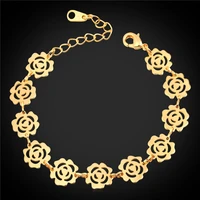 flower hand chain rose goldyellow gold copper 17 cm bracelets for women jewelry european american style h1622