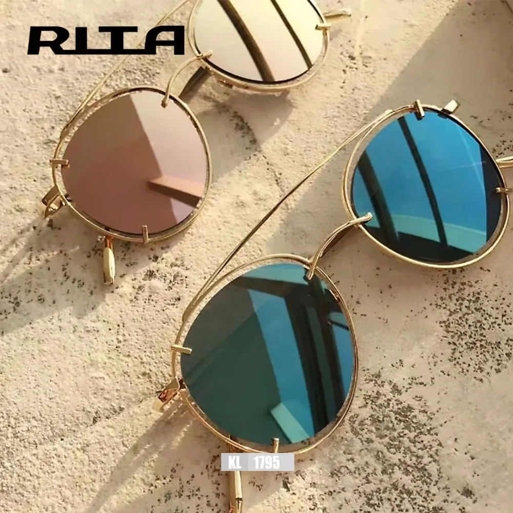 РИТА Женщины Марка дизайнер Зеркало Солнцезащитные Очки 2017 Роскошный Круглый