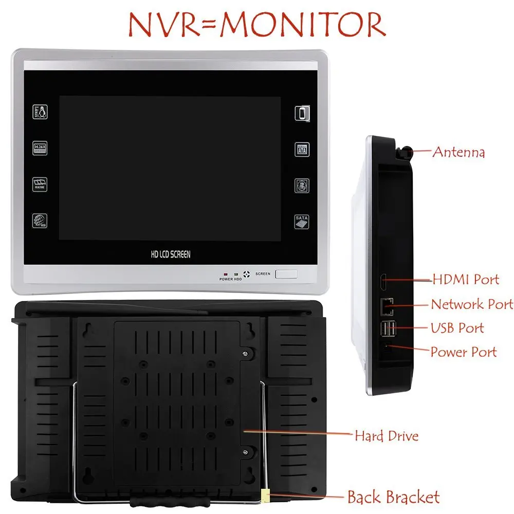 

Wireless Home Security Camera 1080P 2.0MP Wifi CCTV System With 12 Inch LCD Monitor Screen 8CH NVR Surveillance Kit