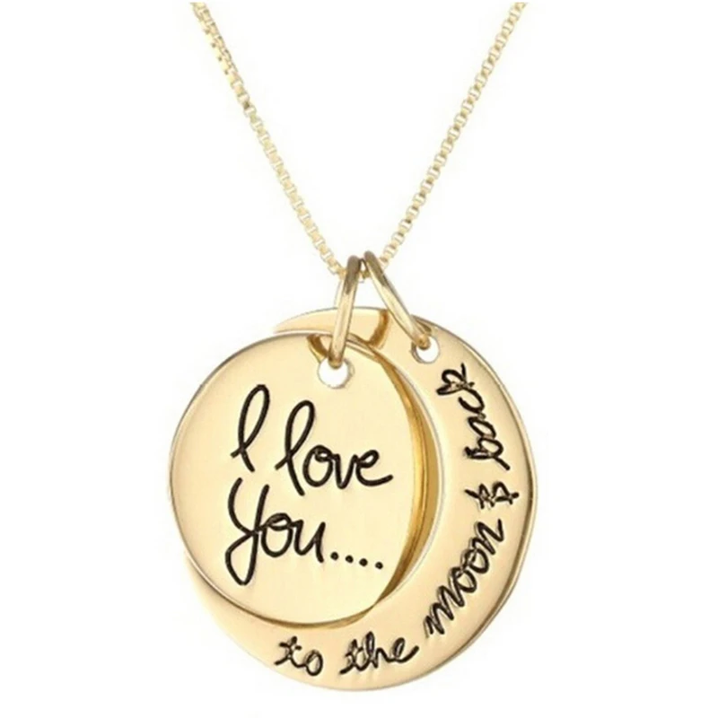 Колье с подвеской Love Forever Moon серебряное ожерелье надписью I You To The для мужчин и