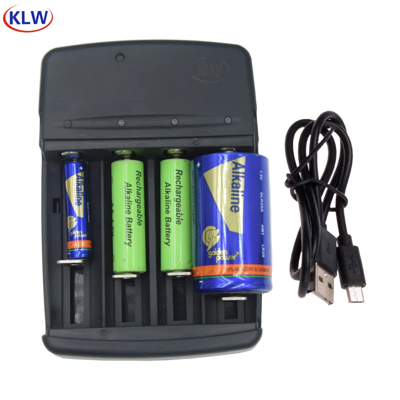 Cargador de batería con pantalla LED inteligente y enchufe de CA para AA, AAA, LR61, AAAA, LR14, C, LR20 D, pilas alcalinas recargables de 1,5 V