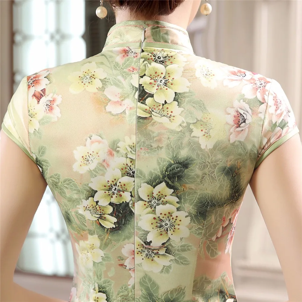 Винтажное длинное платье в китайском стиле с коротким рукавом|cheongsam dress|cheongsam style