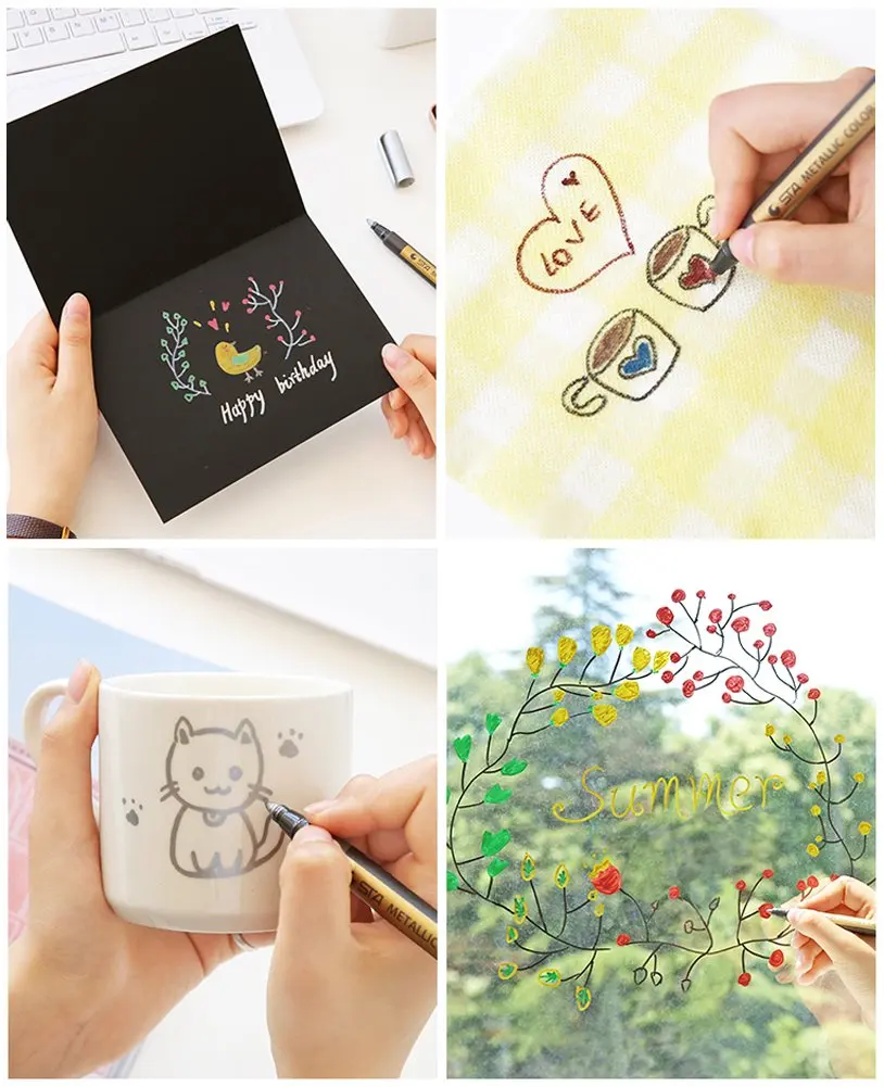 10 шт. Маркеры цвета &quotметаллик&quot ручки металлическая художественная роспись