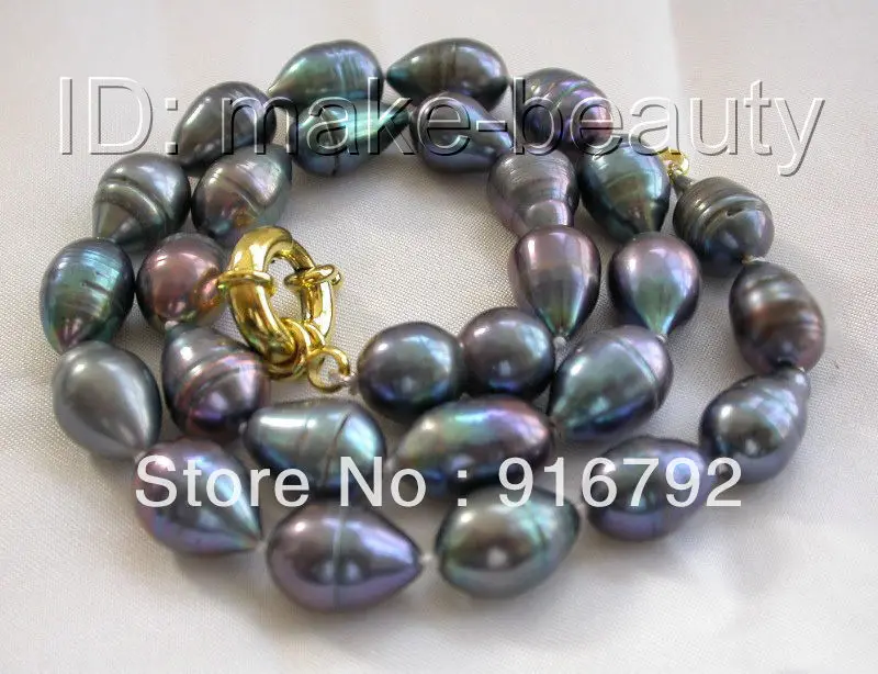 

Free shipping@@@@@ free shipping >>>>>stunning big 15mm baroque black freshwater cultured pearl necklace b763 a