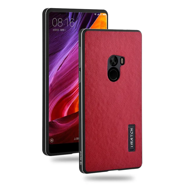 black bumper red Супер Роскошный Xiaomi mi x чехол с металлической рамкой+ перекрестный узор из натуральной кожи чехол для Xiaomi mi x Жесткий противоударный чехол для телефона s сумка - Цвет: black bumper red