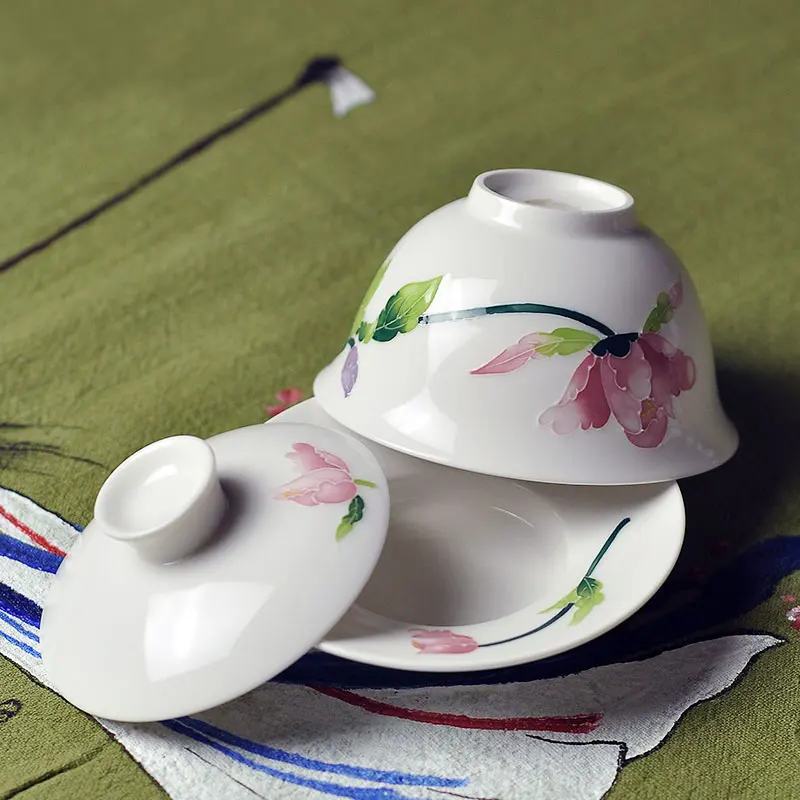 Чайная посуда в китайском стиле, керамическая фарфоровая чайная чашка Gaiwan с фильтром, чайная банка для хранения чая, чашка для мытья чая в подарок