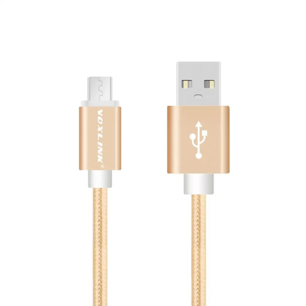VOXLINK 5 упаковка алюминиевый нейлоновый Micro USB кабель для зарядки мобильного телефона подходит для samsung xiaomi LG Galaxy htc Android usb кабель - Цвет: Gold