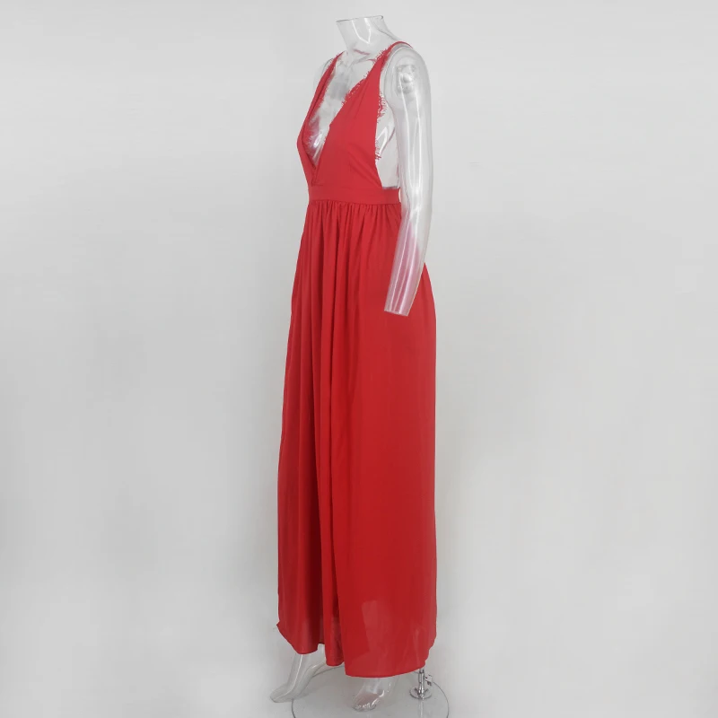 DRESSMECB красное сексуальное платье с открытой спиной женское элегантное длинное