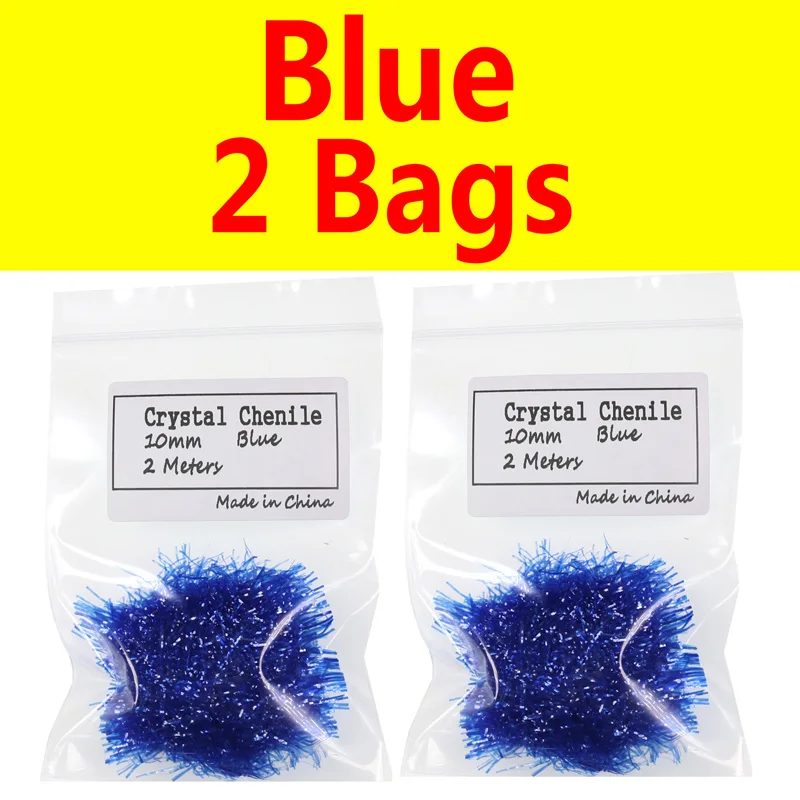 2 bags blue 2 пачки 10 мм яичный лосось форель мухоловка материал мухоловка Кристалл Flash Chenile Hackle Flasher для стримера FL зеленый розовый - Цвет: 2 bags blue