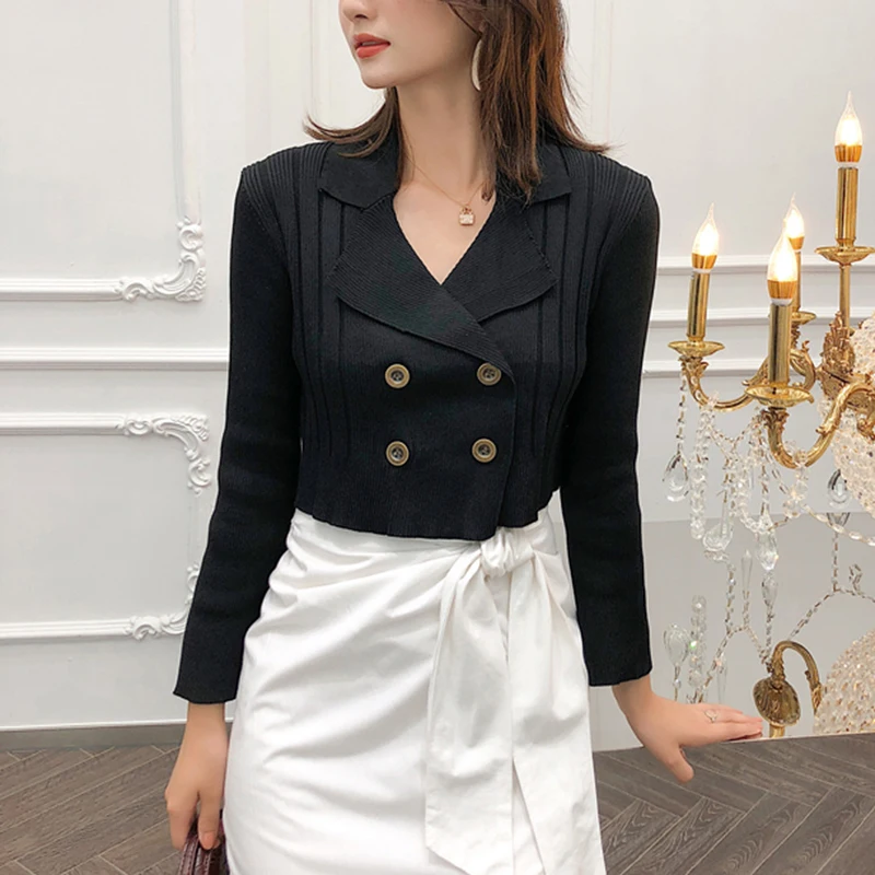 Autumn Winter Knitted Cardigan Women 2018 Fashion Office Lady Knit Outerwear Extra Short Sweaters Long Sleeve Slim Pull Femme |