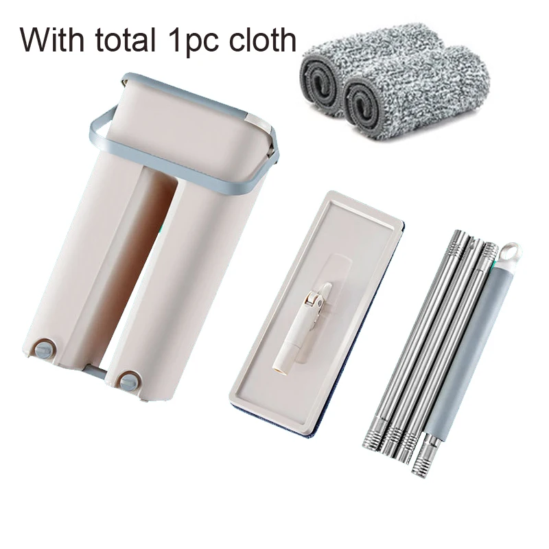 1 mop with 1 cloth Выдавливаемая плоская Швабра для рук, отжимная Швабра из нержавеющей стали, для швабр, самовлажная и сухая чистка, микрофибра, Швабра для пола - Цвет: 1 mop with 1 cloth