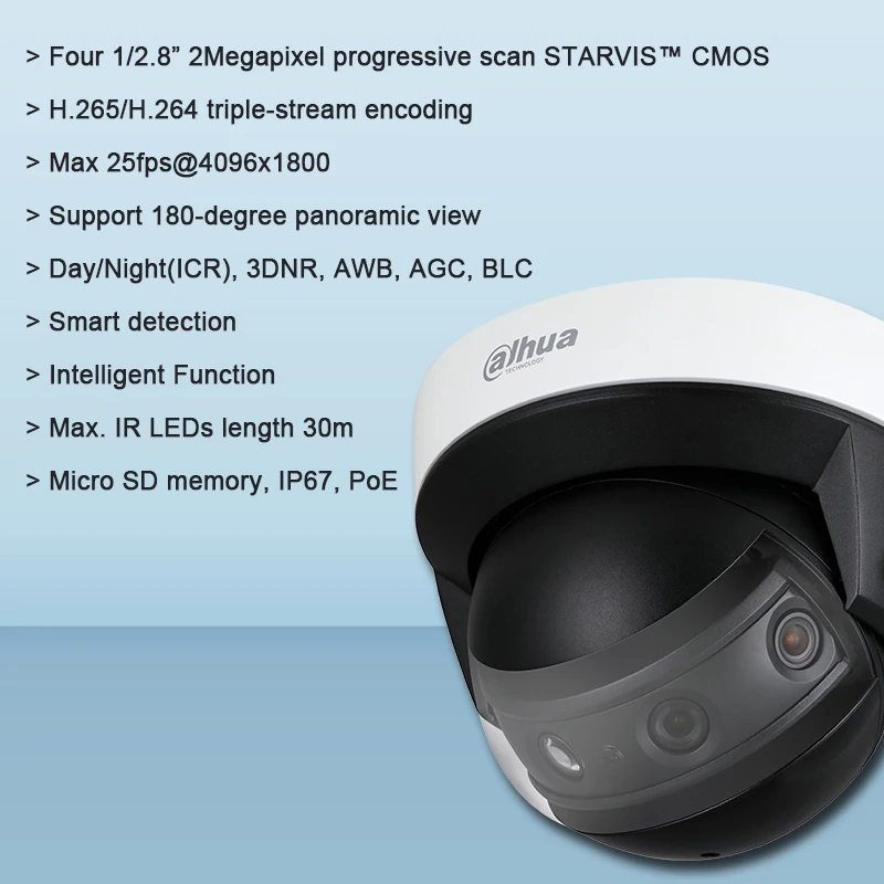 Dahua IPC PDBW8800 A180 2MP мульти сенсор панорамная сеть ИК купольная камера с макс.