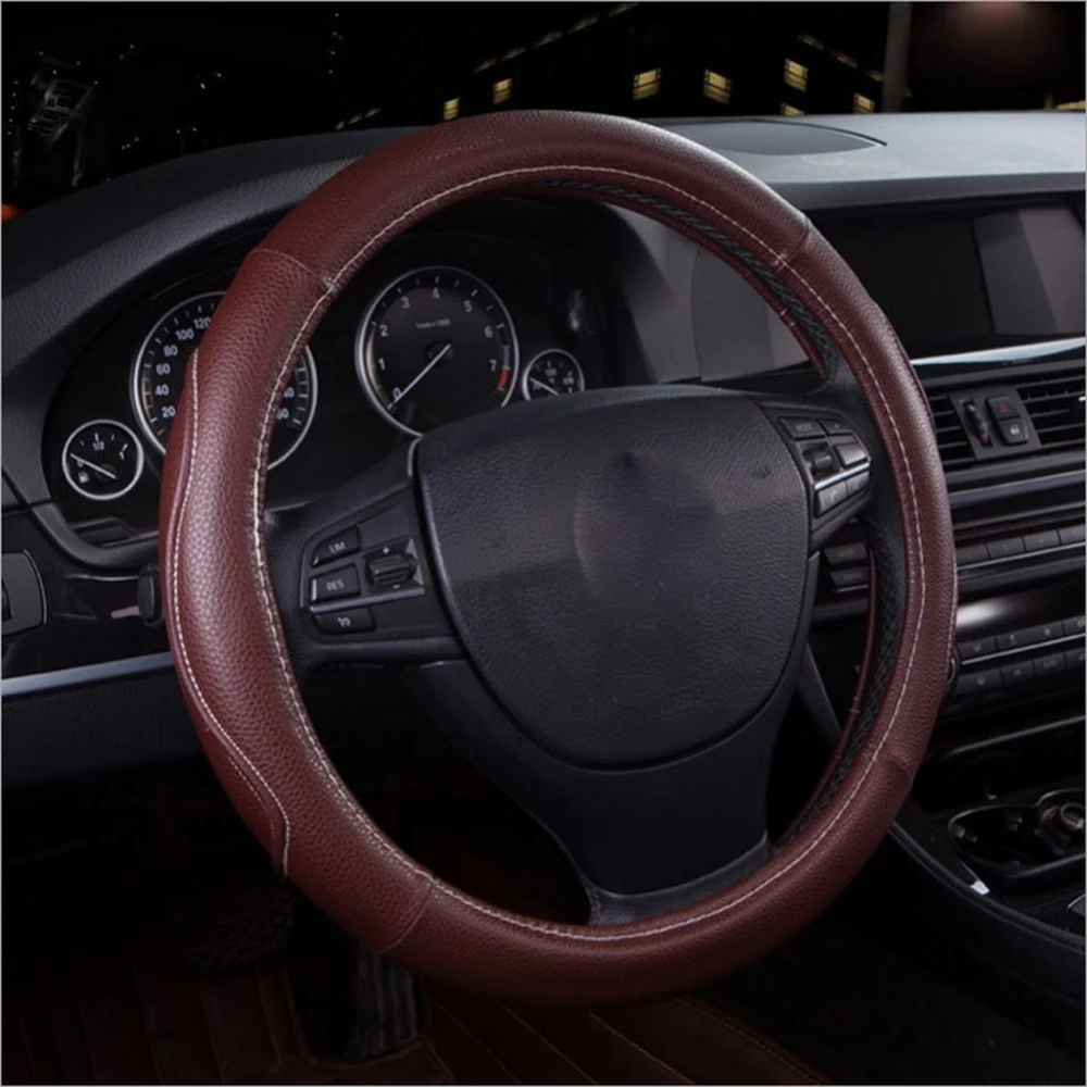 Top quality Faux leather car steering wheel cover hot fashion line elegant luxury covers38CM universal decoration | Автомобили и