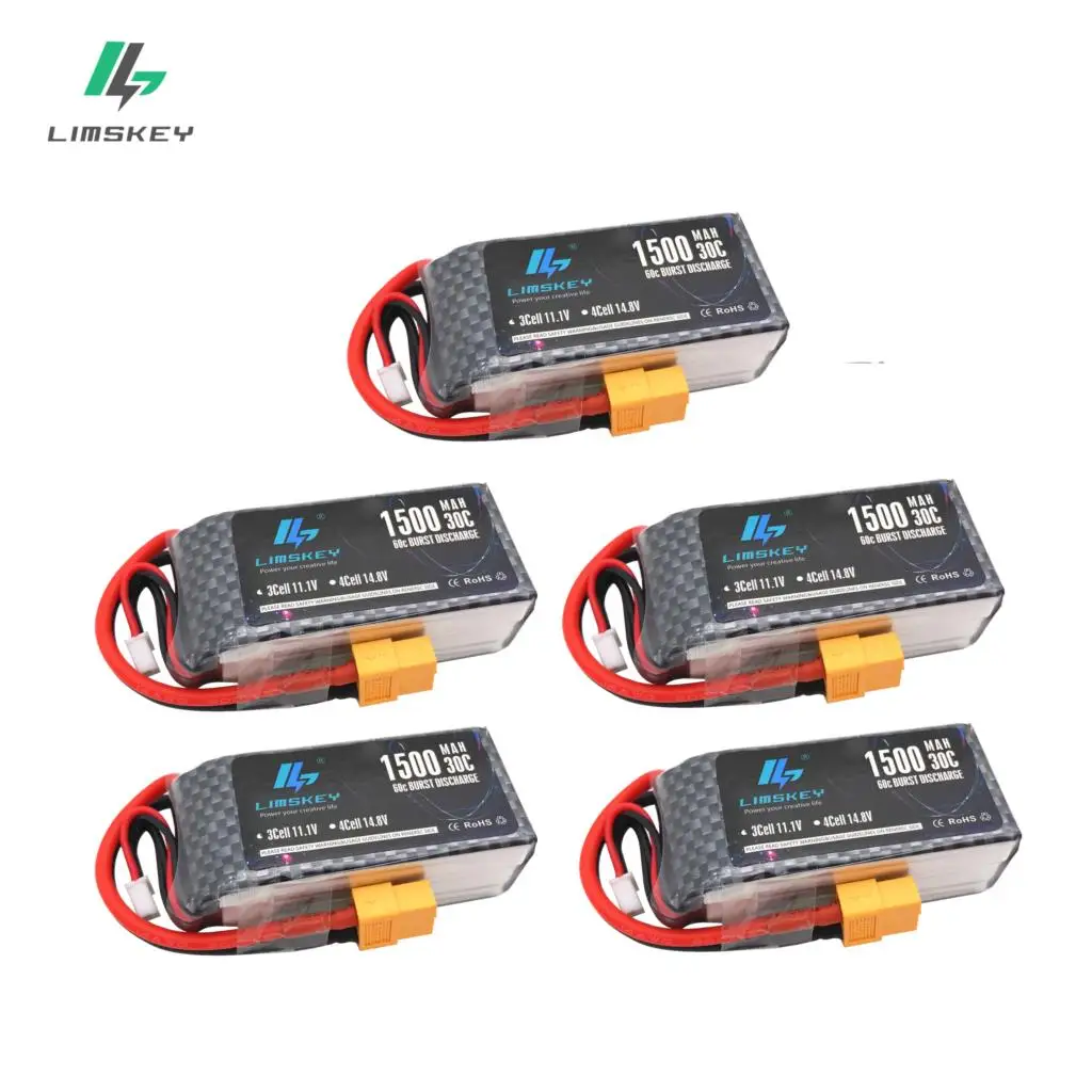 Горячая Распродажа: 5 шт. LiPo Батарея 11 1 V 1500Mah 3S 30C MAX 60C JST/T/XT60 разъем для