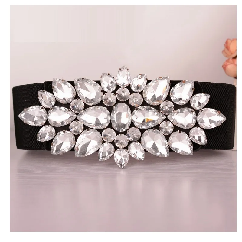 Роскошные летние Кристалл Талия Ремни для платье Блузка женская широкий Стразы