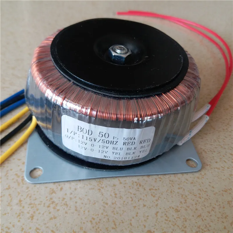 12V 0 1A Кольцевой трансформатор медный 50VA 115В вход пользовательский тороидальный