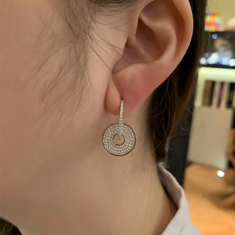SLJELY July новая однотонная серьга в форме диска с монозакрепкой из серебра и микро
