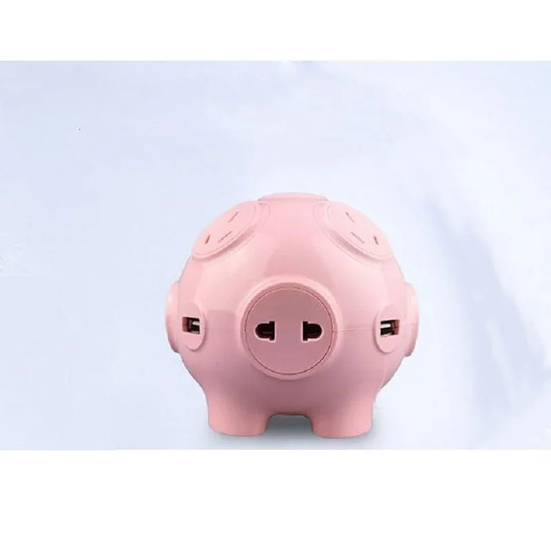 Милая свинья в форме силовой полосы 4USB порты Быстрая зарядка умная розетка Высокая мощность США вилка Вертикальная электрическая розетка США вилка