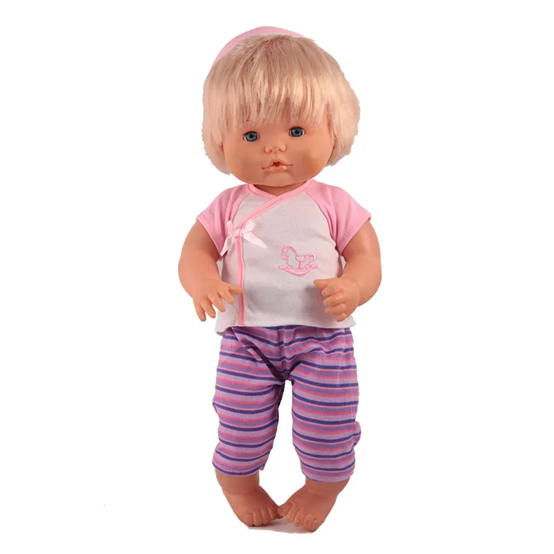 Одежда для кукол размер 41 см Nenuco Doll y su Hermanita белая футболка штаны в полоску