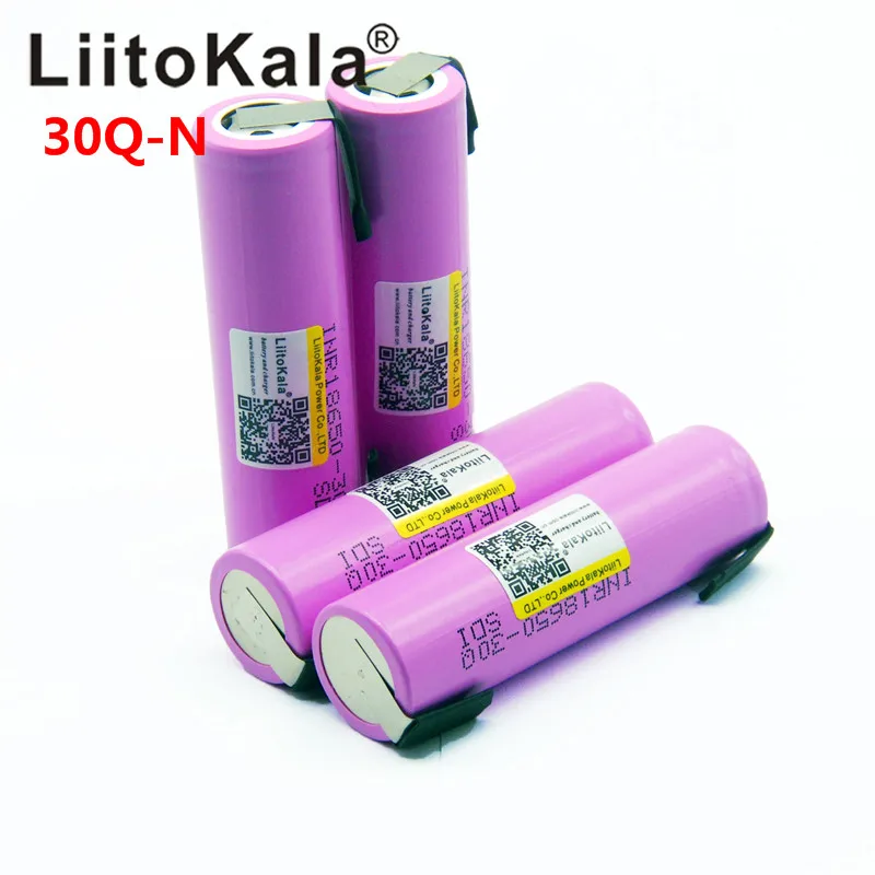 LiitoKala Оригинальные 3,7 V INR 18650 30Q 3000mAh аккумуляторные батареи для 18650 батареи высокого разряда+ DIY nicke