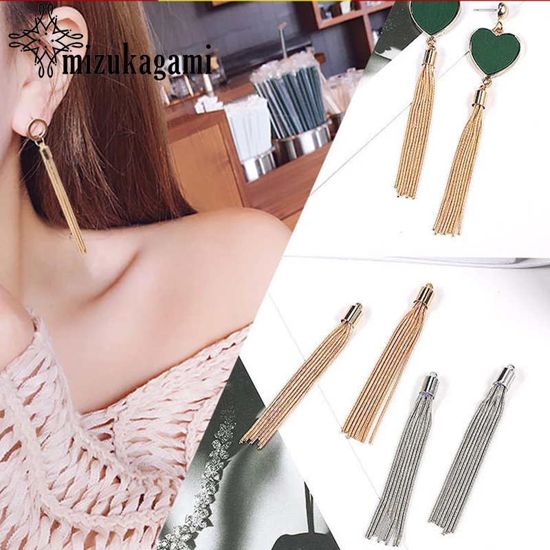 2 шт. цепочка с кисточками подвески золотого и серебряного цвета модные серьги