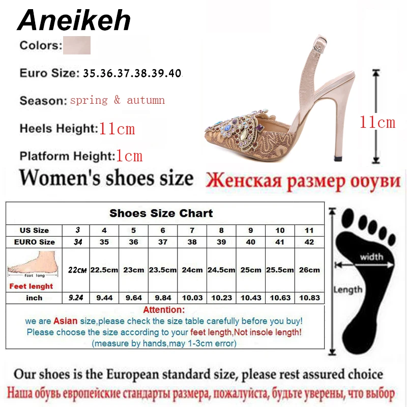 Aneikeh/ весенние пикантные туфли-лодочки модные стразы с бисером в виде бриллиантов; обувь на очень высоком каблуке, туфли на шпильке, острый носок с петлей на пятке; женская обувь