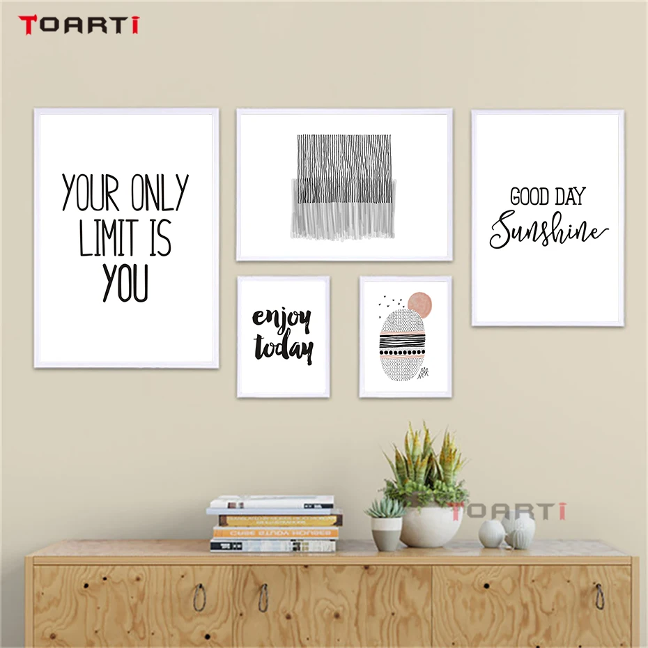 Современная холщовая картина Happy Quotes черно белые настенные картины для гостиной