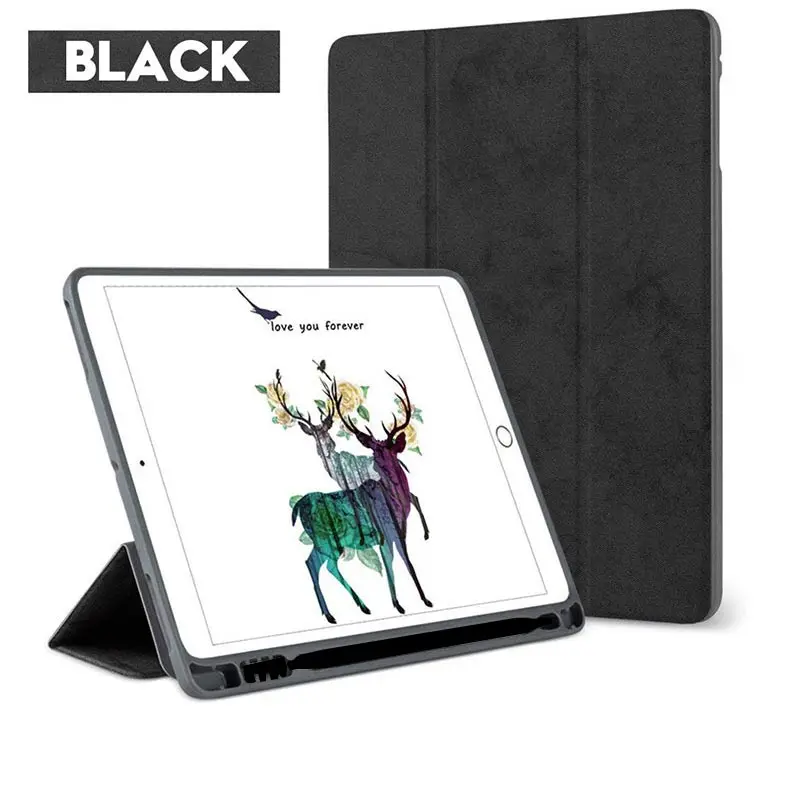 9.7 2017 2018 Black2 Чехол для нового iPad 9,7 дюйма чехол с карандашом-держателем Умный Магнитный ТПУ силиконовый чехол для iPad 5-го 6-го поколения Funda - Цвет: 9.7 2017 2018 Black2