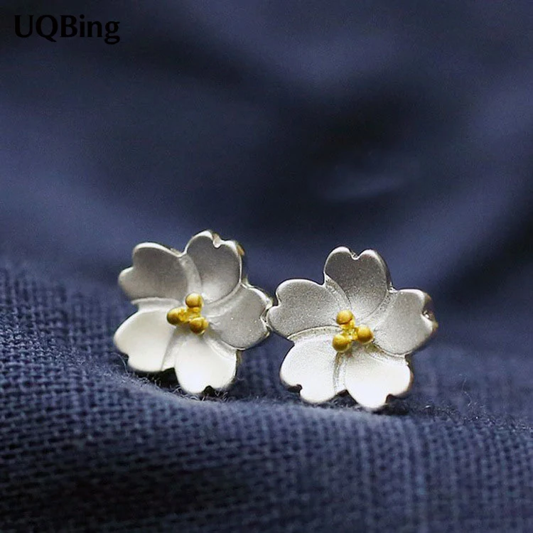 Женские серьги гвоздики из серебра 925 пробы с цветком вишни|earrings bar|earrings jewelleryearrings